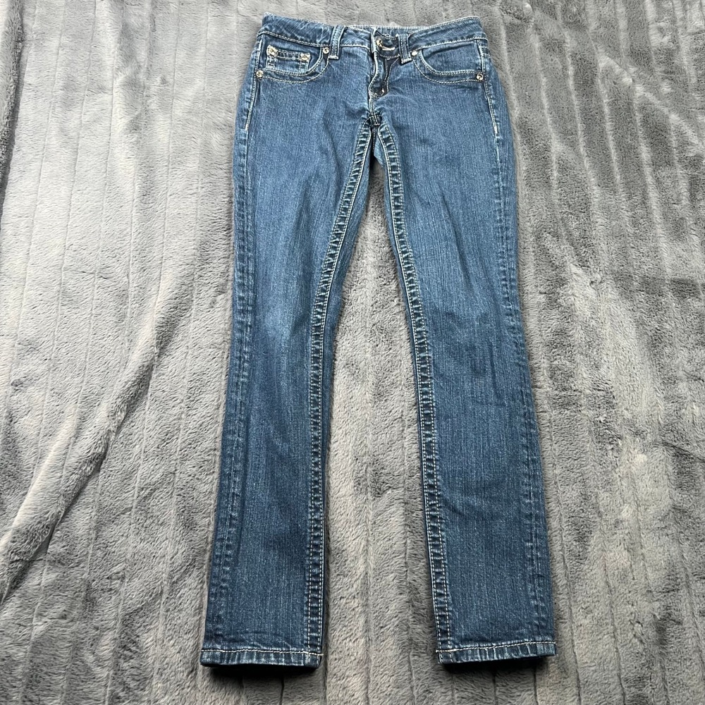 Miss Me Skinny Jeans Womens 27 Dark Wash JS5151SR Low Rise Contrast Stitch Denim
